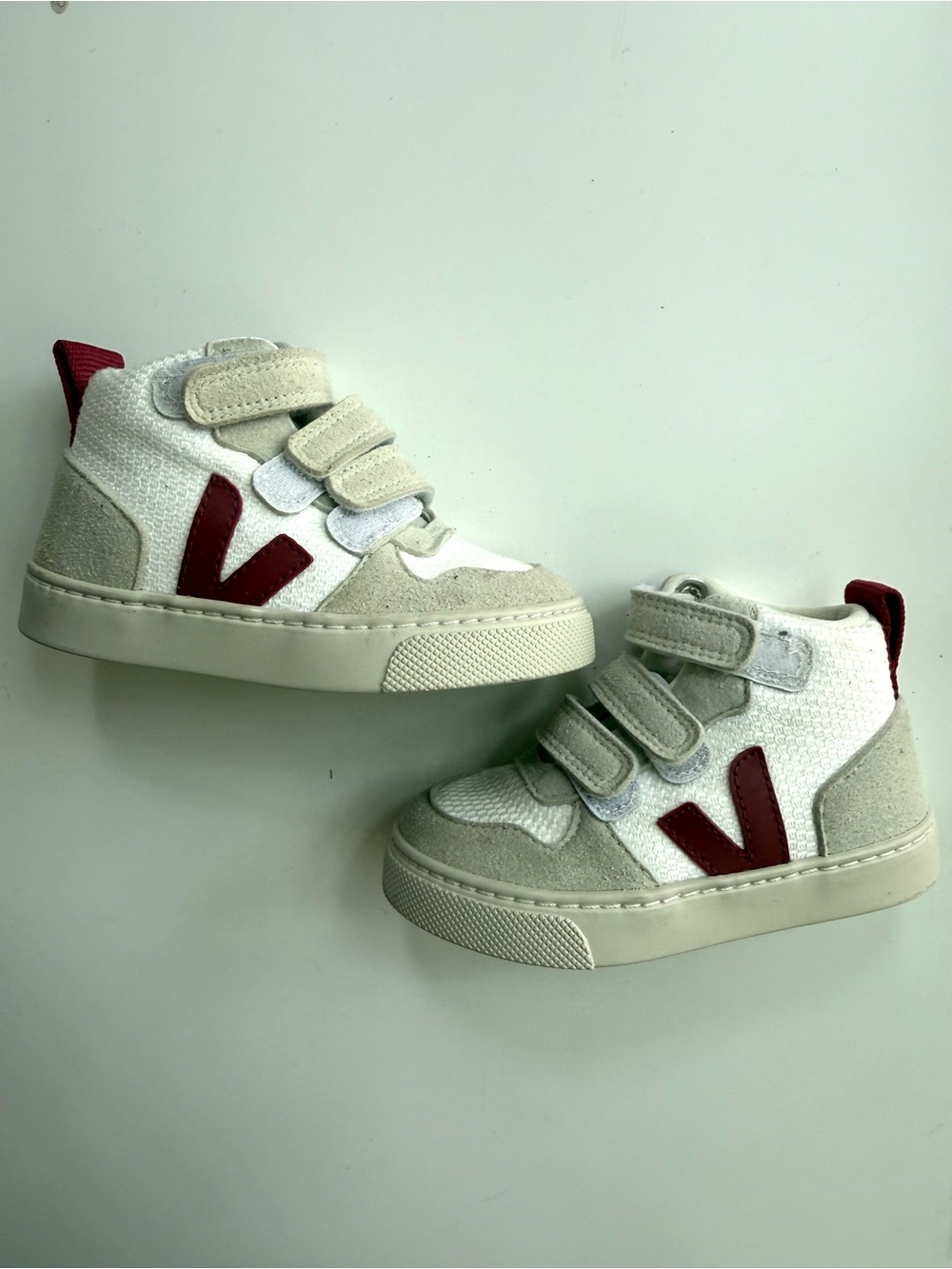 Veja Baby V-10 Sneakers Shoes Mid B-Mesh White Marsala High Top Size 8 Toddler